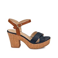 Sandalia D'orsay Casual ALE-2505 Azul/Natural Viale Cuero